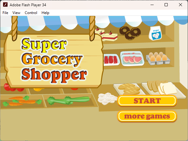 Screenshot of the main menu of Super Grocery Shopper