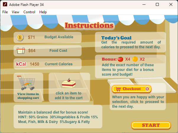Screenshot of the tutorial of Super Grocery Shopper